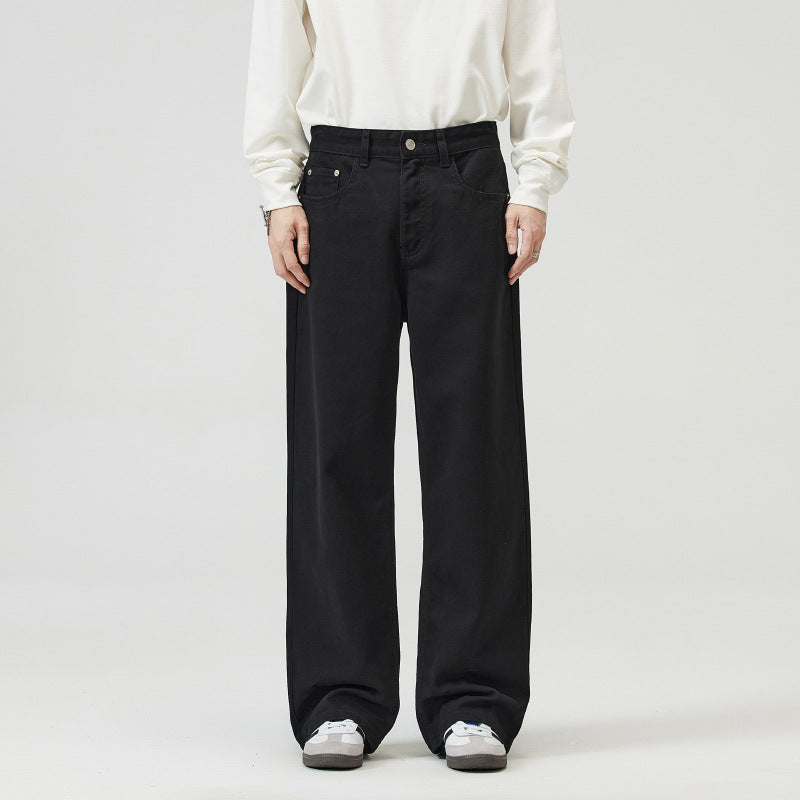 Herren Weit geschnittene Baumwoll-Denim-Jeans mit geradem Bein und cleanem Minimaldesign Drune