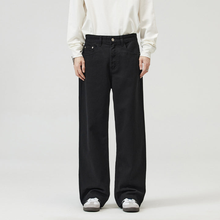 Herren Weit geschnittene Baumwoll-Denim-Jeans mit geradem Bein und cleanem Minimaldesign Drune