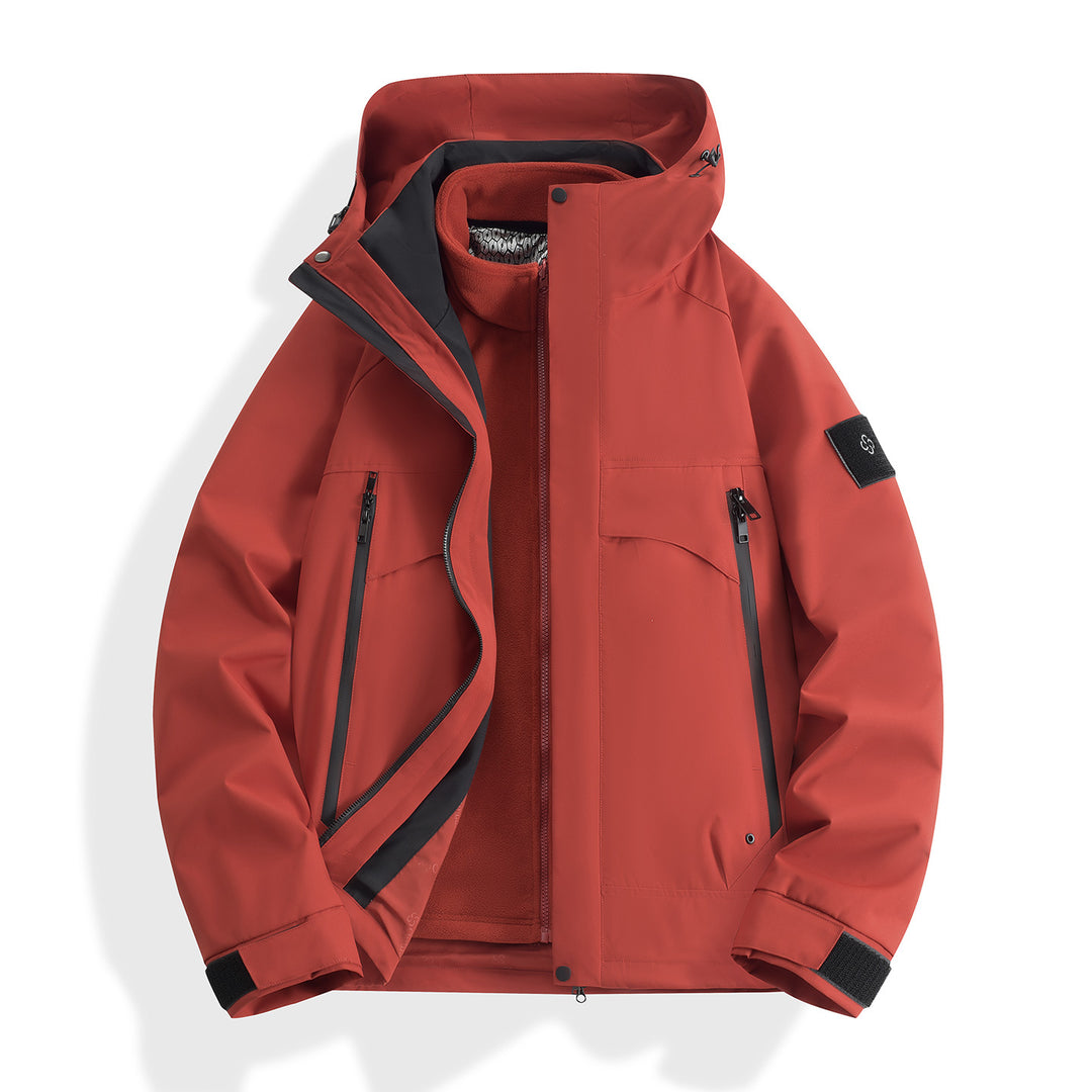 Damen wasserdichter modularer Parka mit abnehmbarer Fleece-Innenjacke und technischer Kapuze Drune