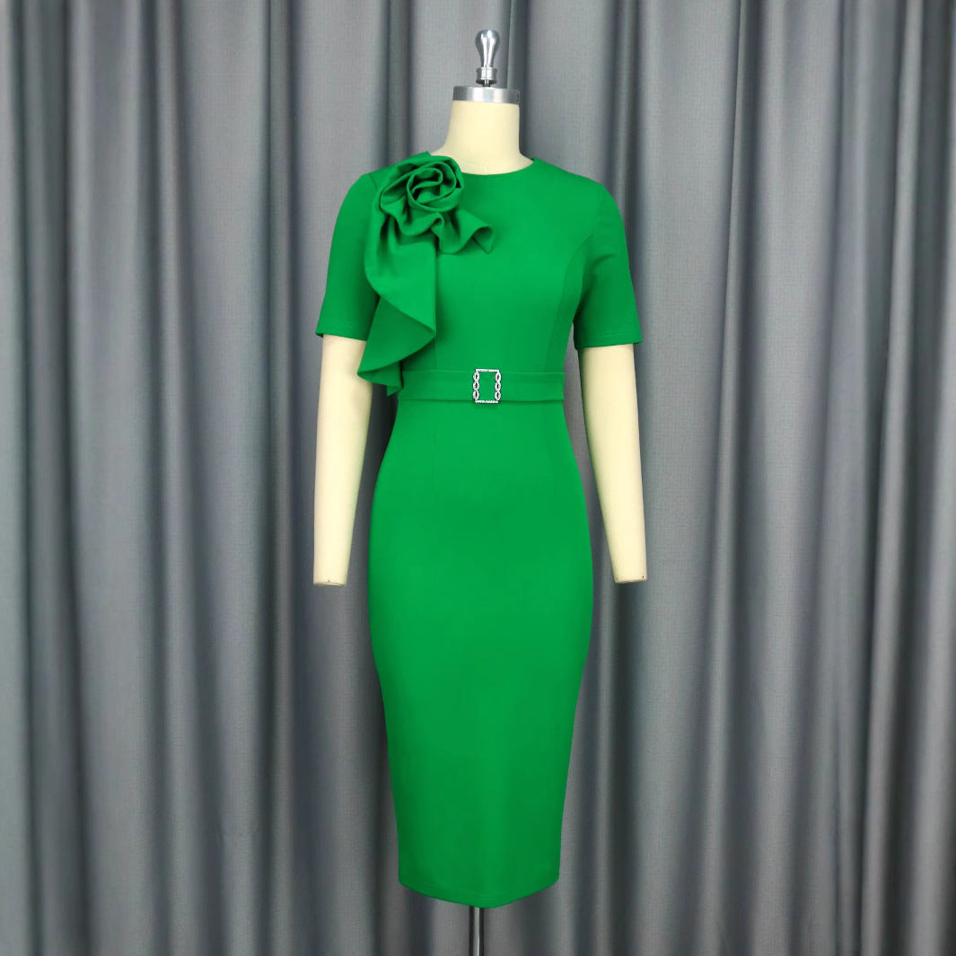 Damen figurbetontes Kleid mit hoppelndem Blüten-Design Drune