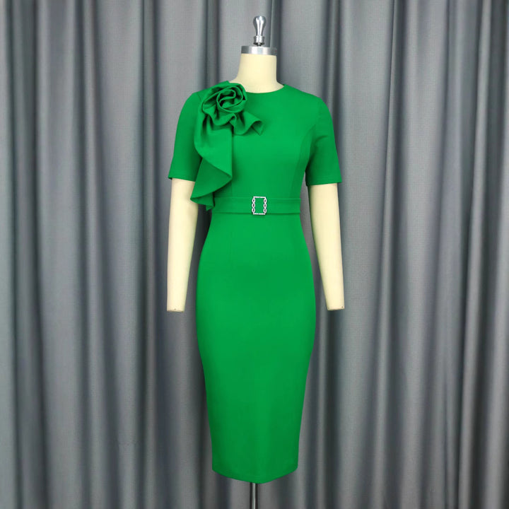 Damen Elegantes Etuikleid mit dekorativem Blumendetail Drune