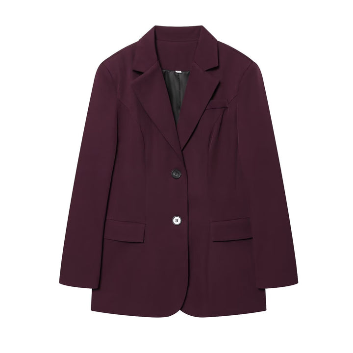 Damen eleganter Longline-Blazer mit taillierten Abnähern und Pattentaschen Drune