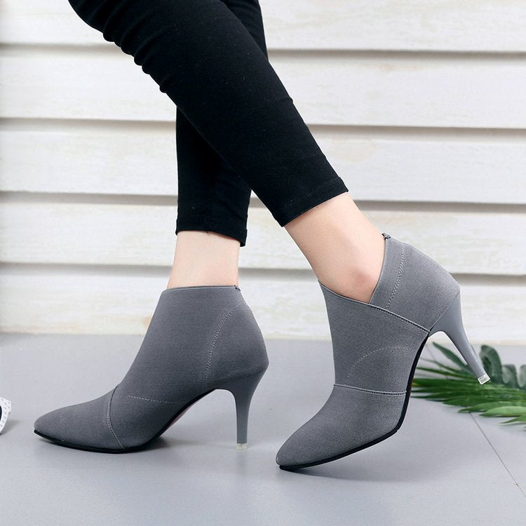Damen elegante Ankle-Boots mit spitzem Zehenbereich und modischem Stretch-Obermaterial Drune
