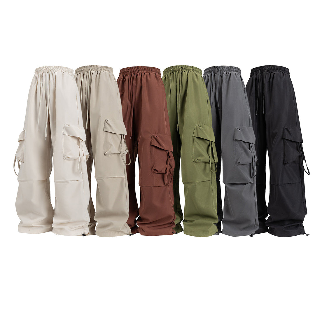 Unisex Weite Cargo‑Hose im Baggy‑Cut mit Tunnelzugbund, Mehrfachklappen und verstellbaren Beinabschlüssen Drune
