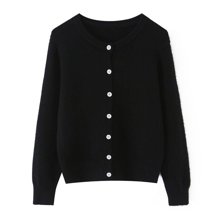 Damen nan Feinstrick-Cardigan mit Rundhalsausschnitt, durchgehender Knopfleiste und elastischem Rippbund Drune