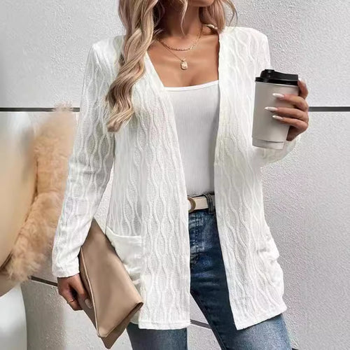 Damen Strickjacke mit raffiniertem Wellenmuster und praktischen Taschen Drune