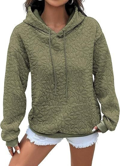 Damen modischer Sweatshirt mit strukturiertem Blumenmuster Drune