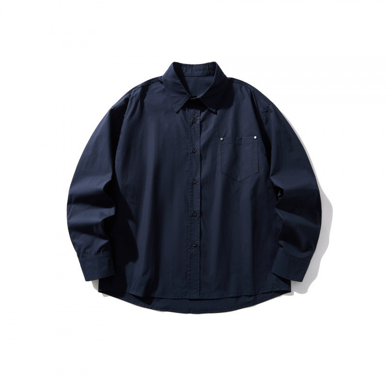 Herren Boxy-Overshirt mit Brusttasche und Hemdkragen aus leichtem Baumwollmix Drune