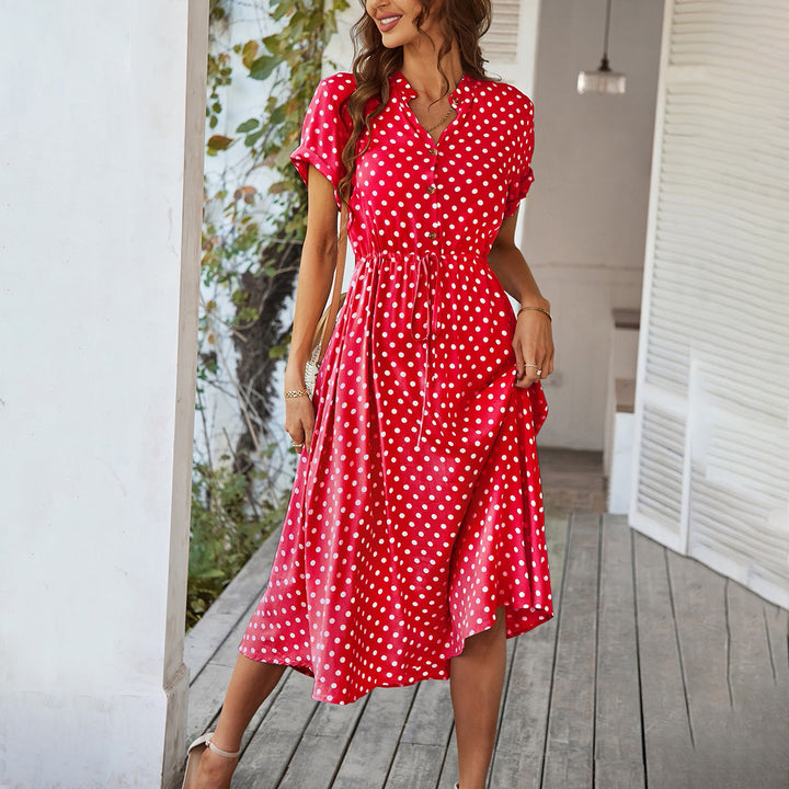 Damen Sommerkleid mit Knopfverschluss und taillierten Design Drune