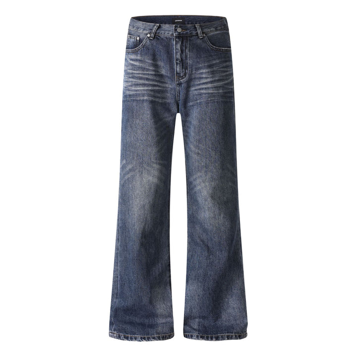 Damen weite Cropped-Jeans mit hoher Taille und Used-Effekt Drune
