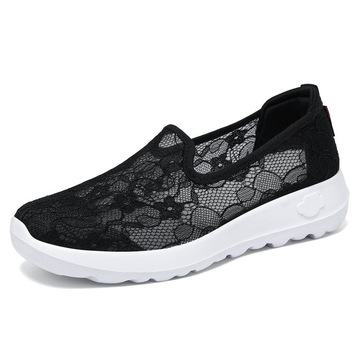 Damen Elegante und bequeme Slip-On Sneakers mit Spitzenoberfläche Drune
