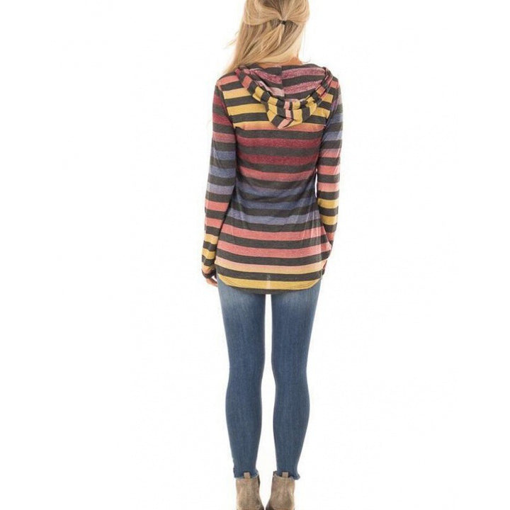 Damen Gestreiftes Kapuzenlongsleeve mit Tunika-Silhouette Drune