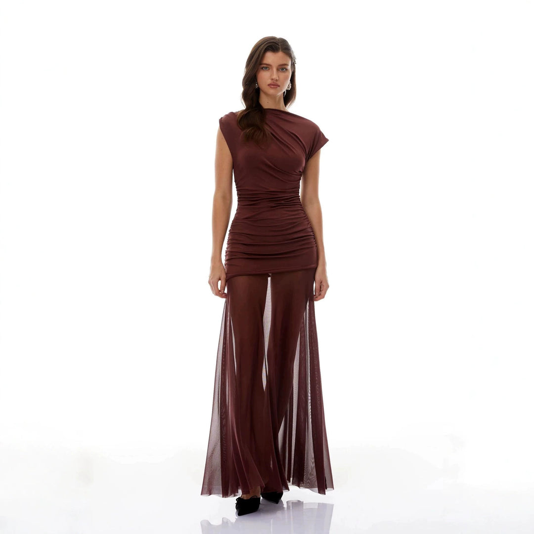Damen Elegantes Wickelkleid mit Rüschendetails Drune