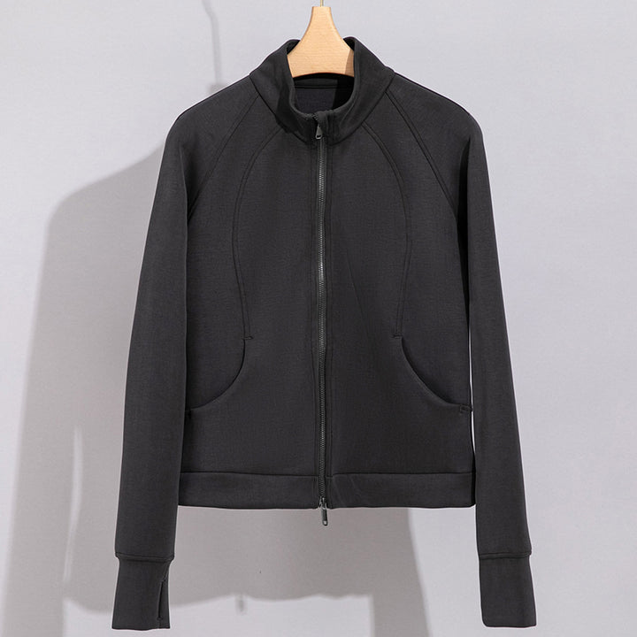 Damen Performance-Trainingsjacke mit Stehkragen und Daumenloch Drune