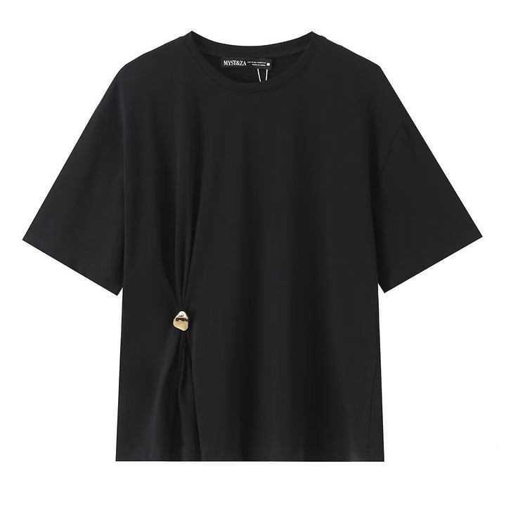 Damen lässiges T-Shirt mit elegantem Knotendetail Drune