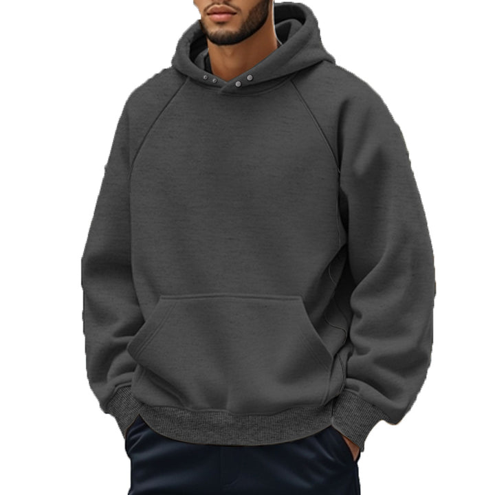 Unisex nan weicher Baumwollfleece Kapuzenpullover mit Kängurutasche und Raglanärmeln Drune