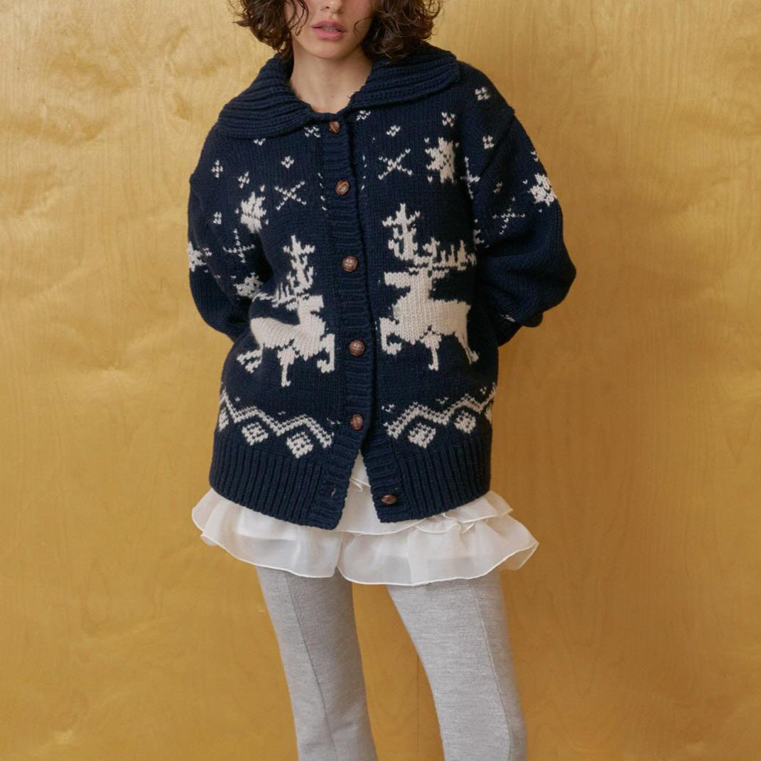 Damen Strickjacke mit grafischem Muster Drune