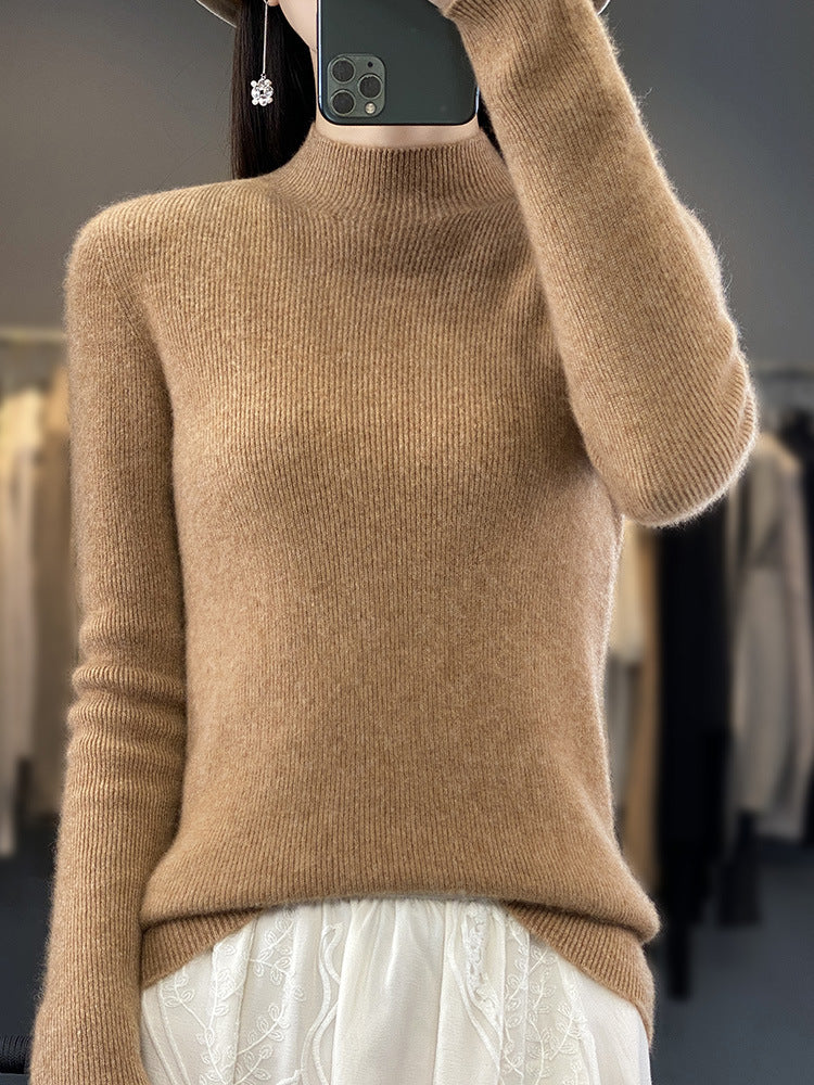 Damen Schlanker Feinstrick-Mockneckpullover aus feinem Angora‑Mix Drune