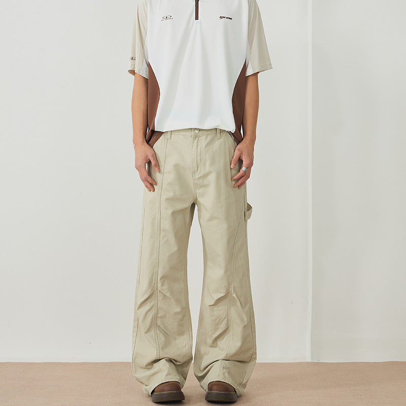 Herren Weite Canvas-Cargohose im Workwear-Stil mit Carpenterschlaufe und geradem Bein Drune