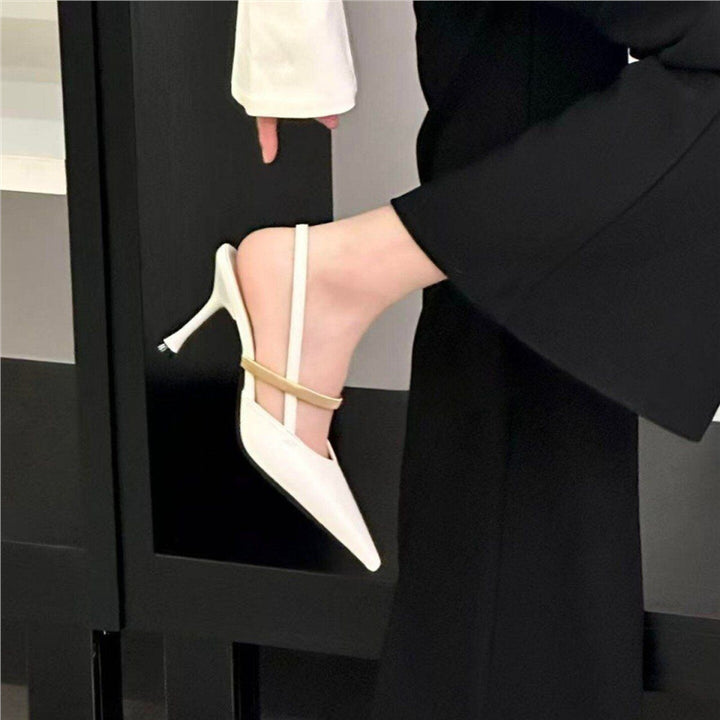 Damen Spitz zulaufende Lackpumps als Slingback mit feinem Riemchen und sculpted Stiletto Drune