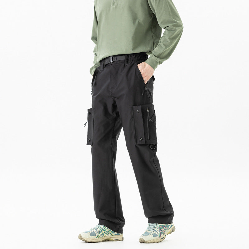 Herren Slim‑Tapered Cargo‑Hose mit Zipper‑Taschen, D‑Ring und Komfortbund Drune