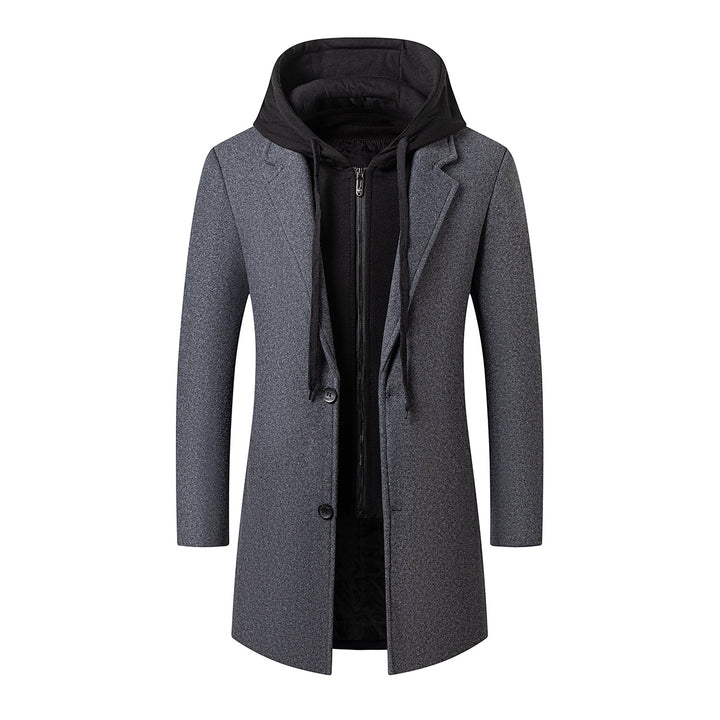 Herren Mantel mit integrierter Kapuzen-Innenjacke und schlanker Silhouette Drune