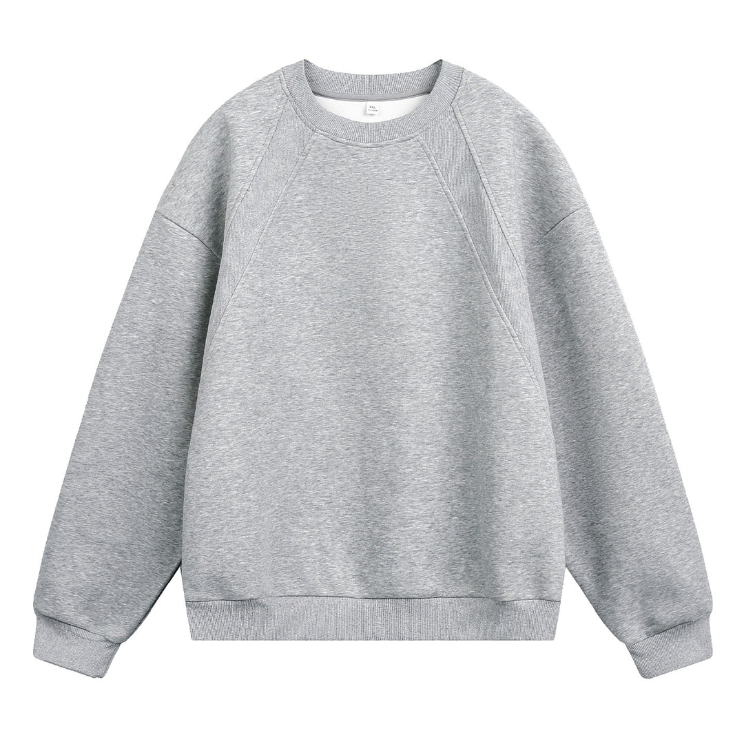 Unisex Oversize Rundhals-Sweatshirt aus Baumwollmix mit Raglanärmeln und diagonalem Rippdetail Drune