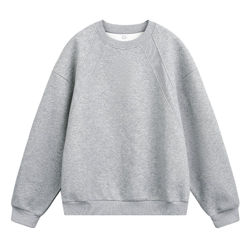 Unisex Oversize Rundhals-Sweatshirt aus Baumwollmix mit Raglanärmeln und diagonalem Rippdetail Drune