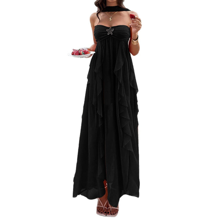 Damen Maxikleid mit schwingendem Rüschendesign und elegantem Bustier Drune