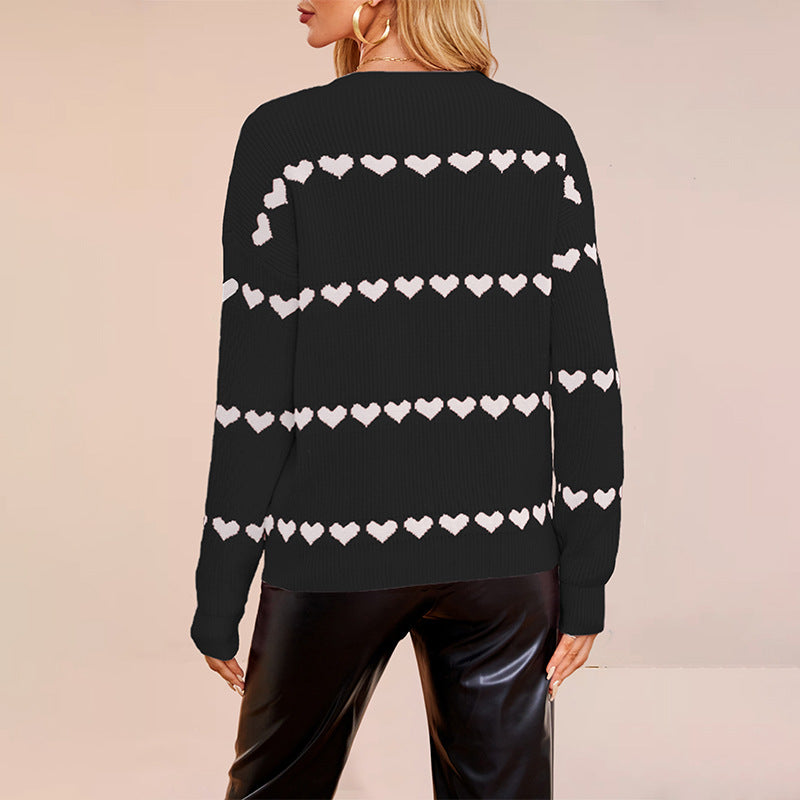 Damen Strickpullover mit Herzdetails und weichem Material Drune