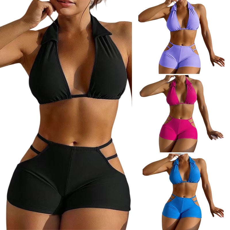 Damen Sportlicher Bikinis mit hoher Taille Drune