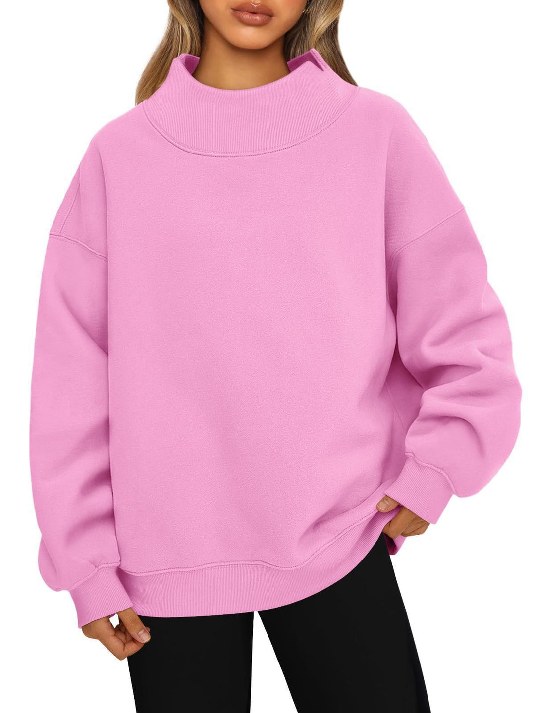 Damen Oversized-Sweatshirt mit hohem Stehkragen und überschnittener Schulter Drune