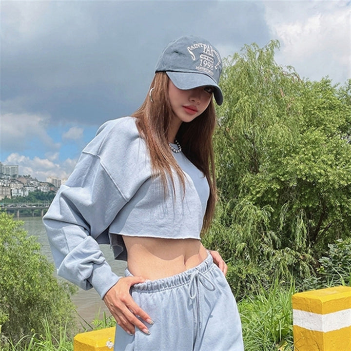 Damen lässiges Crop-Set mit elastischer Hose Drune