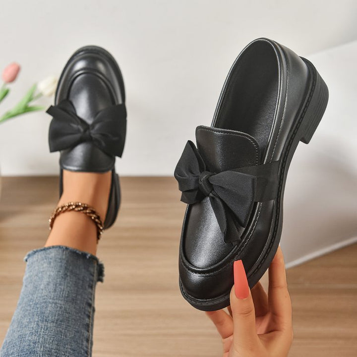 Damen Loafer mit Karo‑Muster und Schleifenapplikation Drune