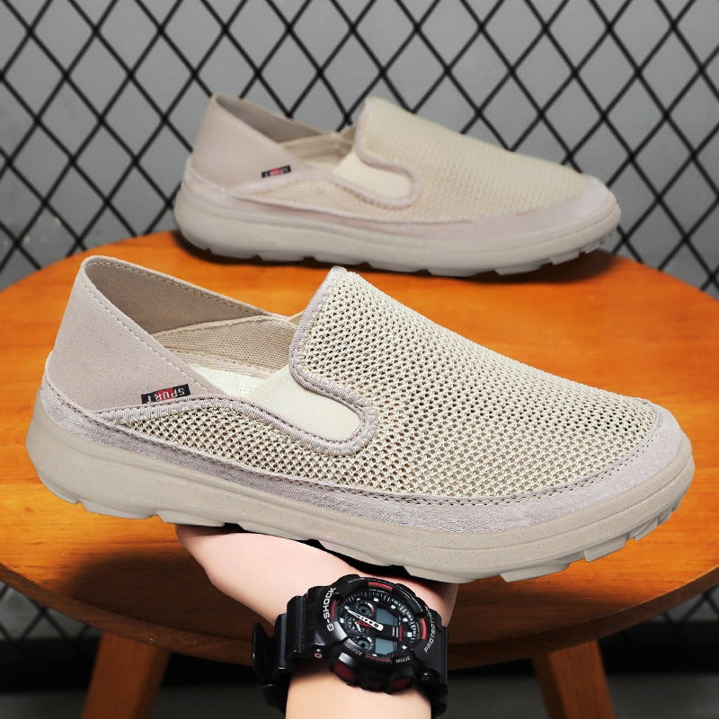 Herren nan atmungsaktiver Mesh-Slip-On mit Velourslederbesatz, elastischem Einstieg und griffiger Outdoor-Profilsohle Drune