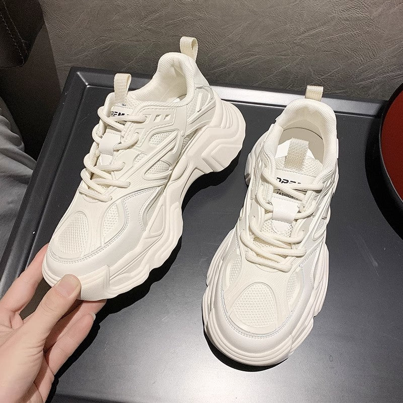 Unisex auffällige Chunky-Sneaker mit atmungsaktivem Mesh-Obermaterial, gepolsterter Fersenkammer und profiliertem Plateau-Absatz Drune