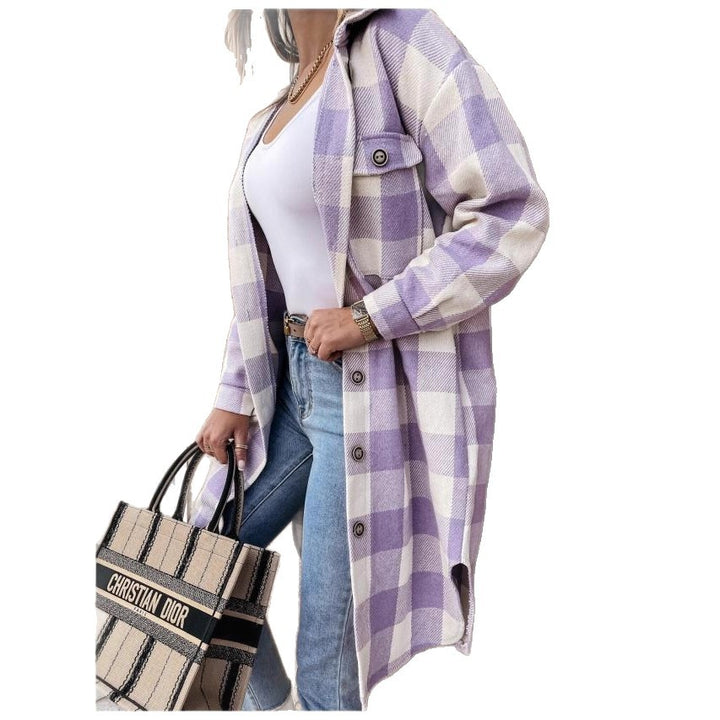 Damen Oversized Karo-Hemdjacke mit praktischen Taschen und Knopfdetails Drune