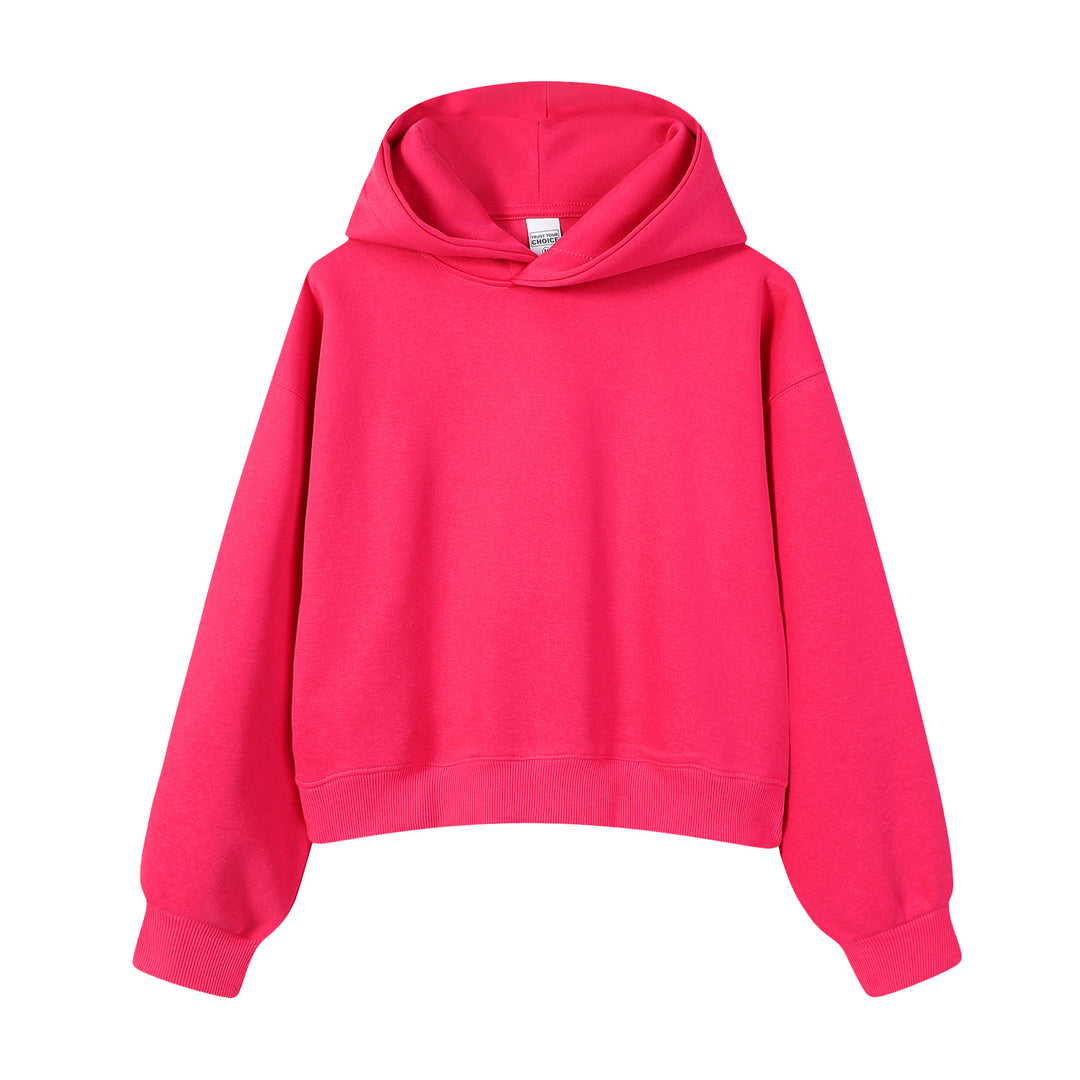Damen modischer cropped Hoodie mit weitem Schnitt Drune