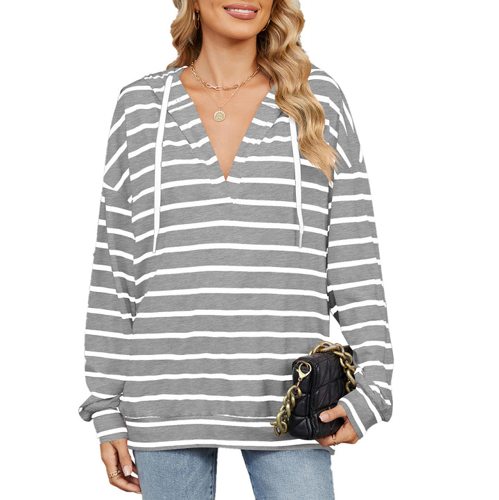 Damen Kapuzenpullover mit modischem Streifenmuster und lässiger Passform Drune