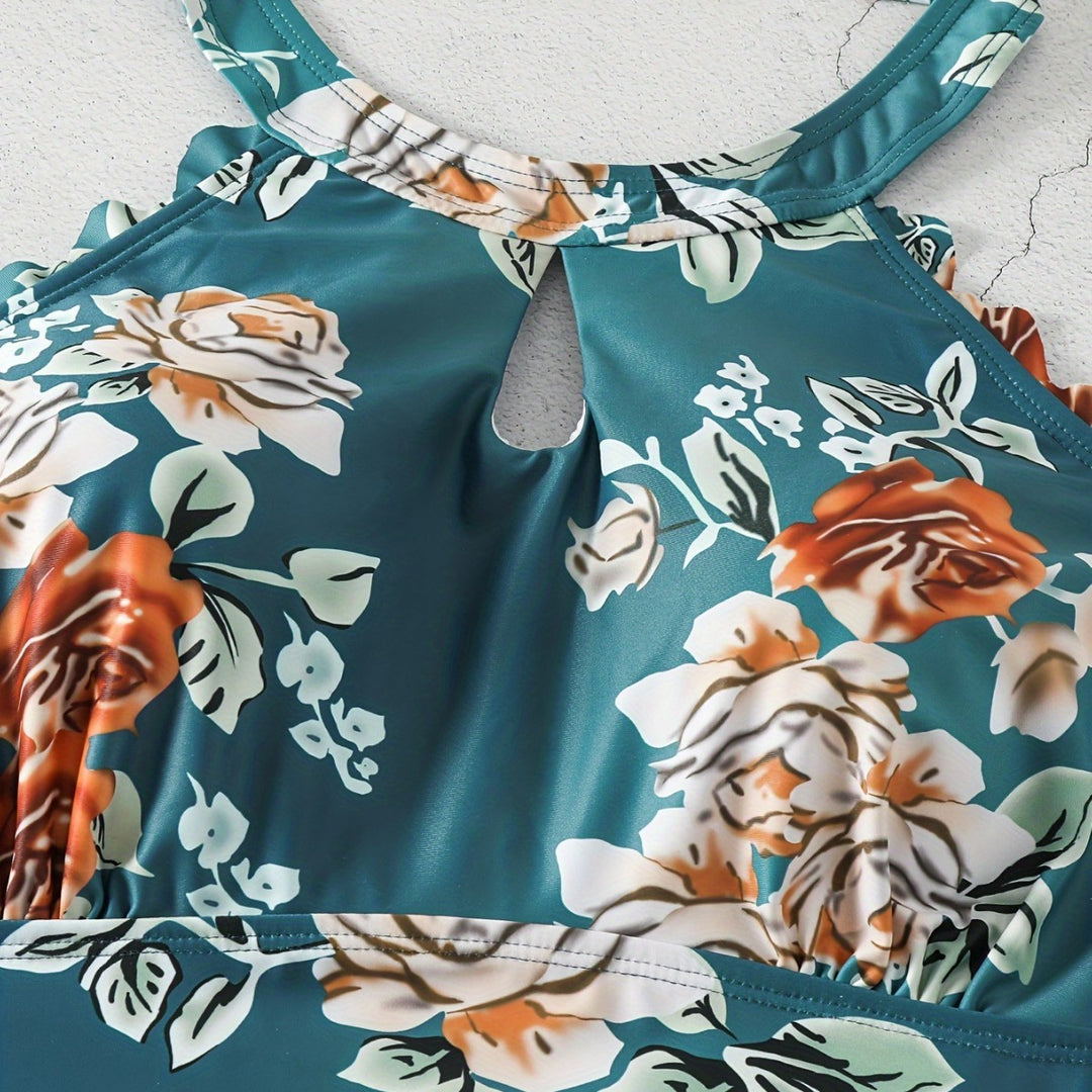 Damen Einteiliger Badeanzug mit elegantem Schnitt und floralem Design Drune