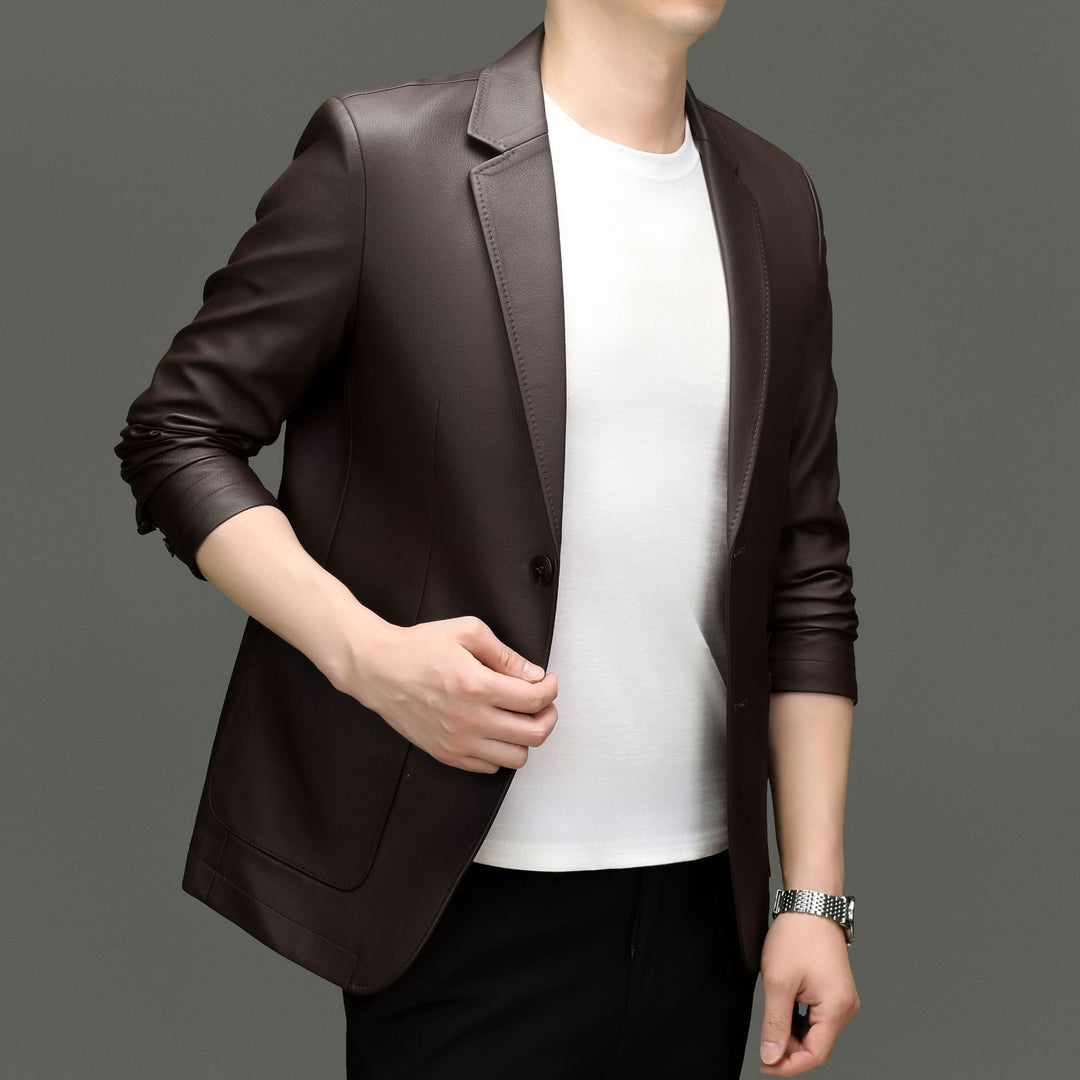 Herren Eleganter Kunstlederblazer mit modernem Schnitt und praktischen Taschen Drune