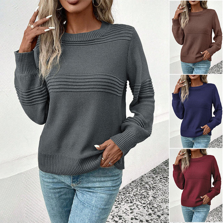 Damen Feinstrick‑Pullover mit horizontaler Rippenpasse und gerippten Bündchen Drune