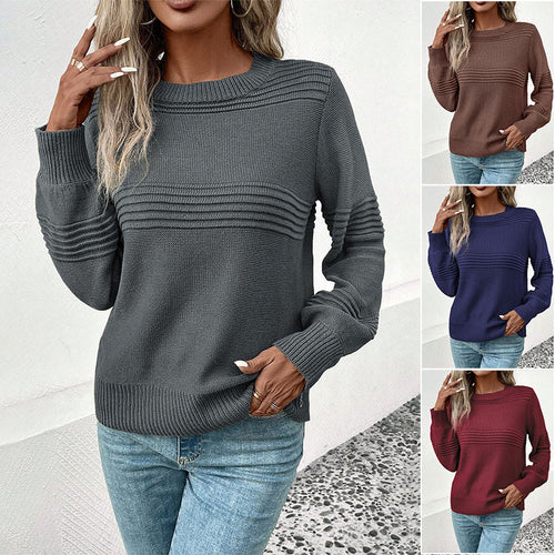 Damen Feinstrick‑Pullover mit horizontaler Rippenpasse und gerippten Bündchen Drune