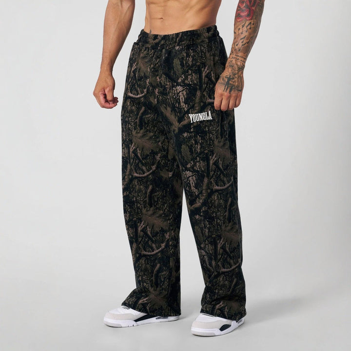 Herren nan weite Camouflage-Jogginghose mit elastischem Komfortbund und Oberschenkel-Logo Drune