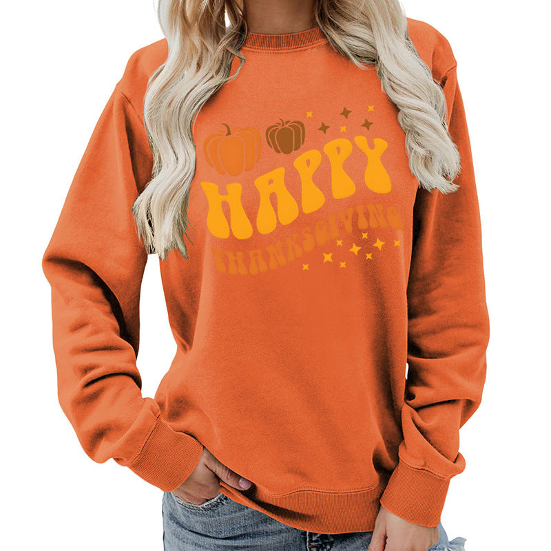 Damen Sweater mit festlichem Pumpkin-Motiv und gemütlicher Passform Drune