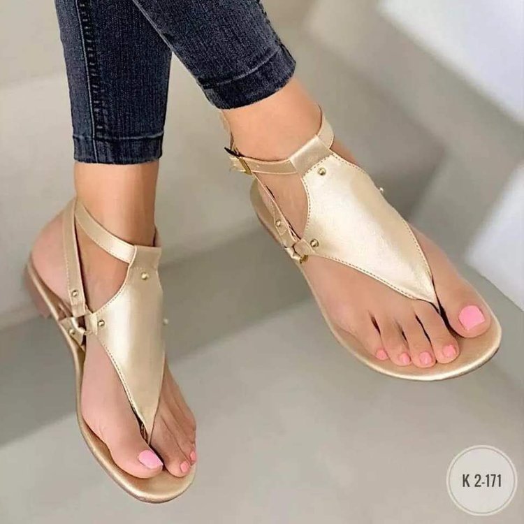Damen T‑Riemen Sandalen mit Knöchelriemen, Veloursoptik und flacher Komfortsohle Drune