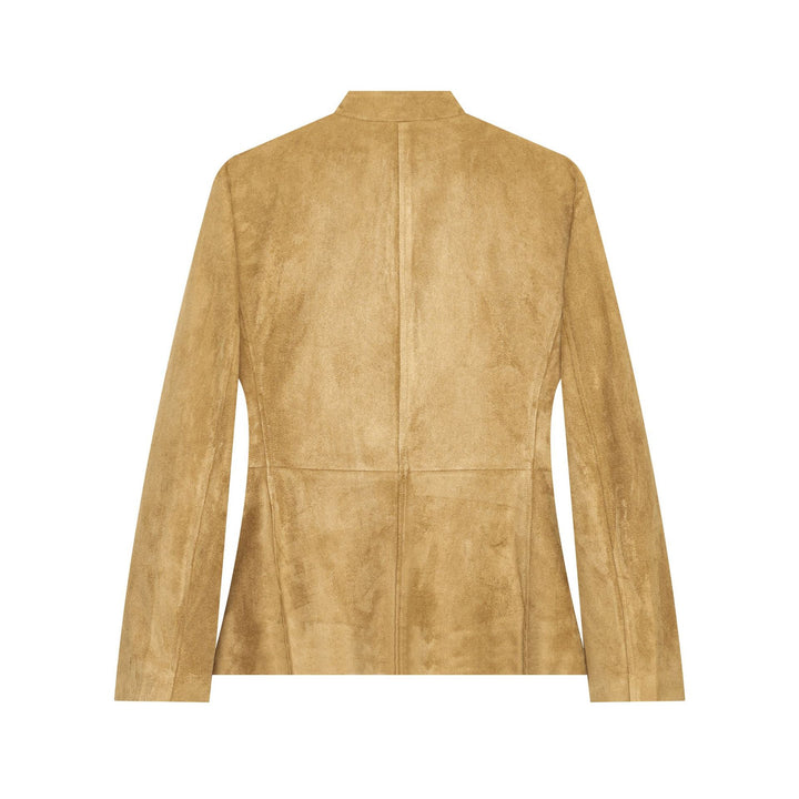 Damen Military-inspirierte Jacke aus Veloursoptik mit Stehkragen und Pattentaschen Drune