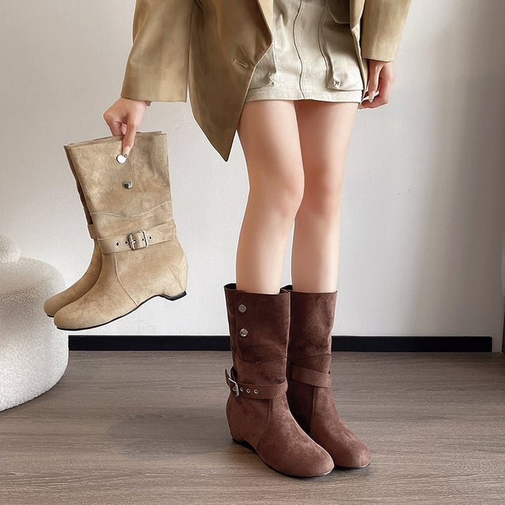 Damen Elegante Stiefeletten mit modischer Schnalle Drune