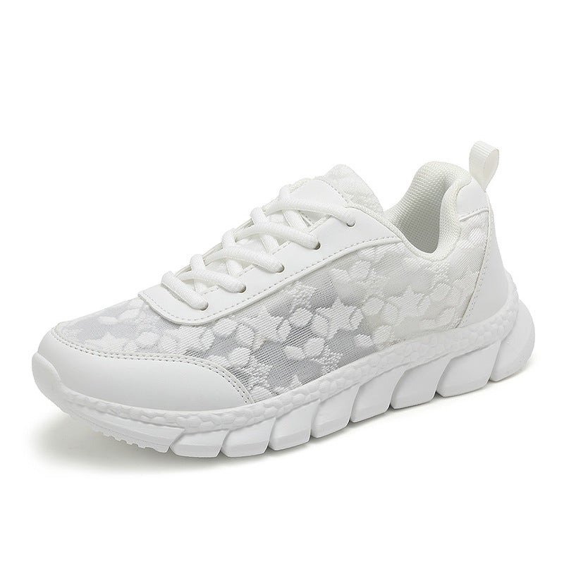 Damen nan Netz-Sneaker mit floralem Durchbruchmuster, flexibler Segmentsohle und gepolstertem Fersenkragen Drune