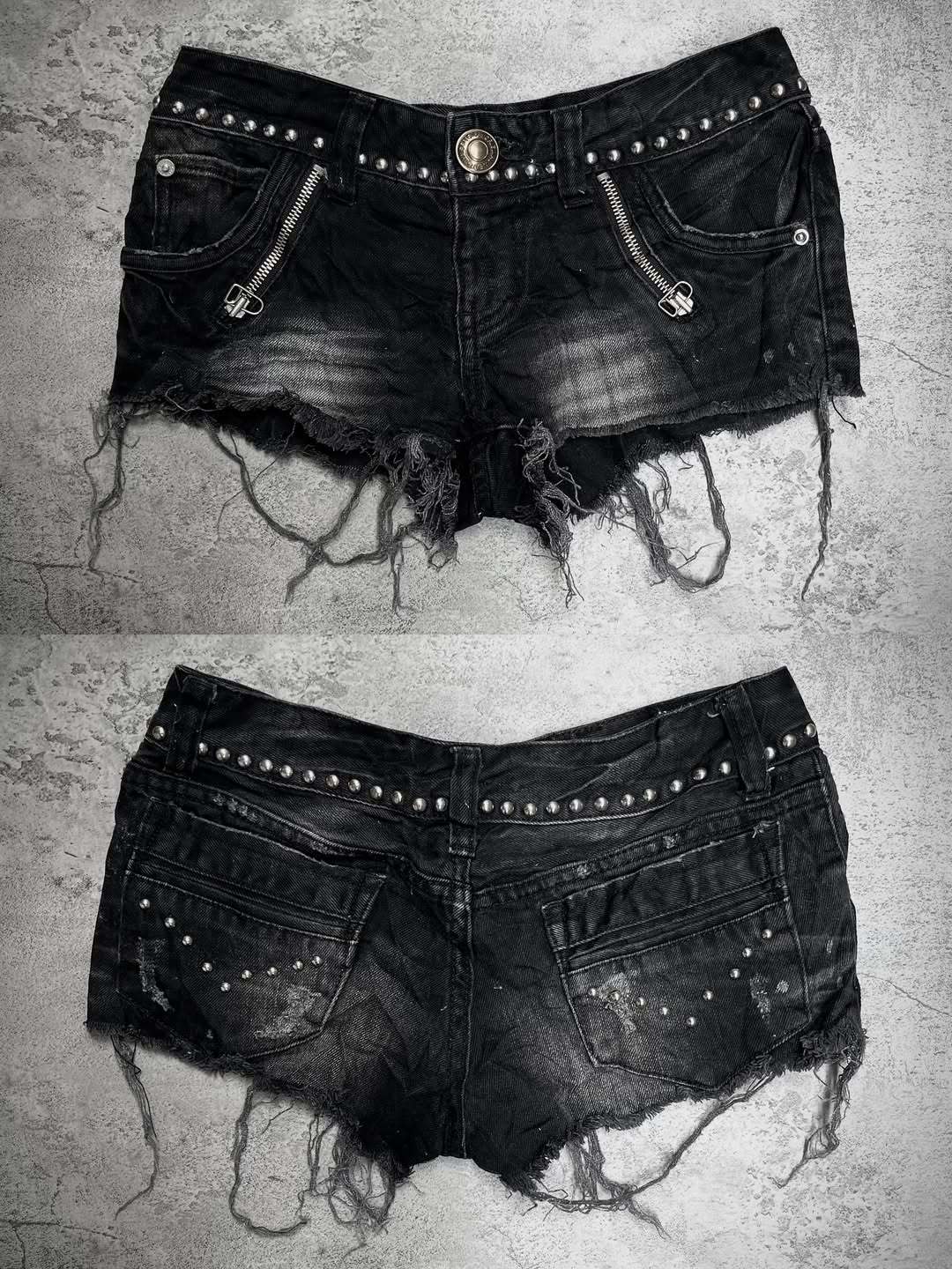 Damen Modische Destroyed Denim-Shorts mit Nieten Drune